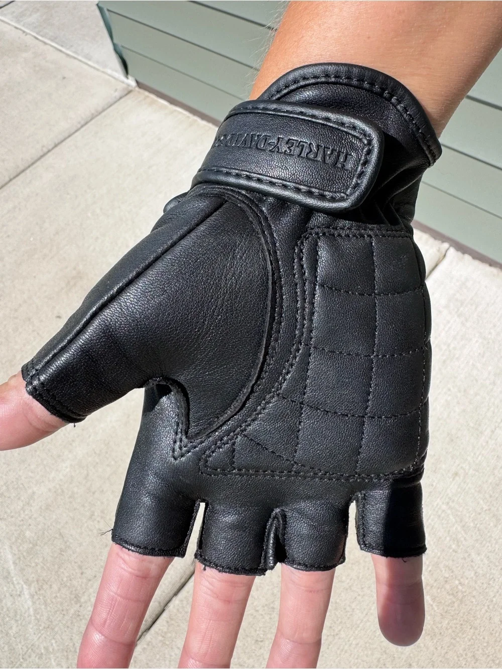 Harley-Davidson Black Fingerless Leather Riding Gloves
